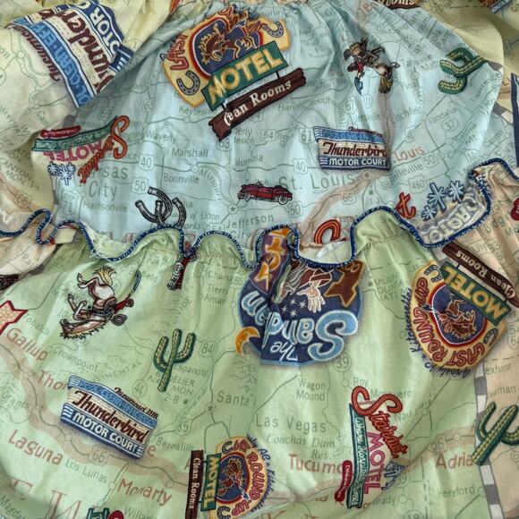 Vintage Western Rockabilly Ruffled Skirt Rt. 66 Print Cottage - Picture 4 of 11